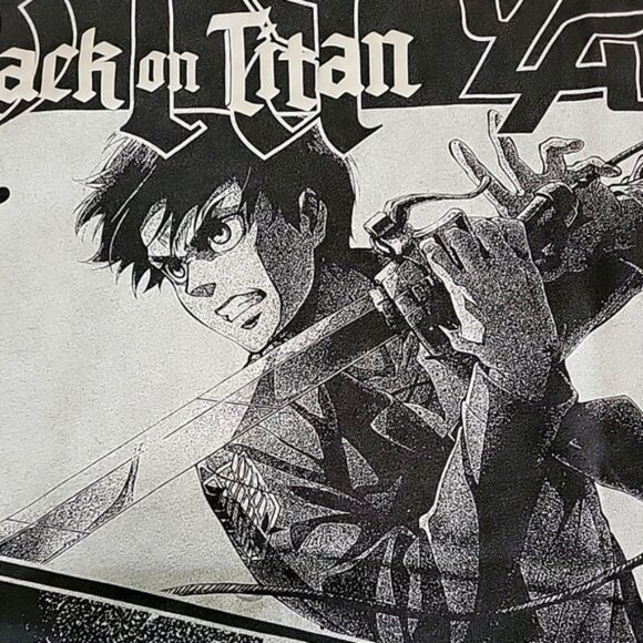 YOUNGLA x Attack On Titan First Battle #4186 Men's Cropped T Size L Black - Picture 5 of 13